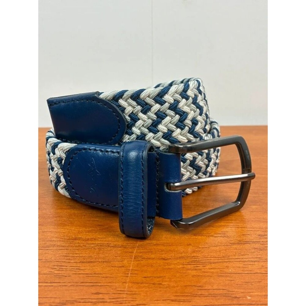 Greg Norman men’s navy white gray Braided stretch Belt size 44
